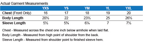 Anvil Youth T Shirt Size Chart